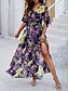 abordables Vestidos florales-Mujer Vestido maxi Vestido de una línea Vestido lencero Casual Exterior Noche Playa Ajuste regular Floral Manga 3/4 Escote en Pico Blanco Rosa Azul Real Azul Piscina Verano