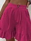 abordables Short en lin et coton-Femmes Short inspiré du lin Shorts Slacks Occasionnel Court Naturel Uni Boucle Confortable Extérieur Vacances Sortir Magenta foncé Vin Bleu ciel clair Noir Été Coupe régulière