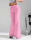 preiswerte Hose-Damen Schlaghose Stoffhosen Hosen Hose Streetwear Lässig Volle Länge Natürliche Taille Einfach Elastisches Kordelzugdesign Außenbereich Bequem Urlaub Ausgehen Hellhimmelblau Hellgrün Rosa Hellgrau