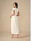 billige Højtidelig Kjole-Dame Maxikjole Wrap Kjole Elegant Fest Fødselsdag Bryllup Ferierejse Bryllupsgæst Regulær Helfarve Kortærmet V-hals Hvid Sommer Forår Efterår