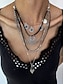 billiga Kvinnors halsband-silverbohemiskt lagerhalsband med svarta och silverkedjor, cirkulära och geometriska hängen, perfekt för vardags- och kvällskläder, perfekt för sommar- och festivaltillbehör