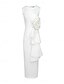 abordables Petites Robes Blanches-Robe de mariée sirène  trompette col rond sans manches longueur thé satin robes de mariée avec couleur unie
