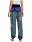 billiga Grafisk linnebyxa i bomull-Dam Linneinspirerade byxor Brett skaft Byxor Etnisk Stil Ledigt Boho Fullängd Hög midja Blommig Grafisk Paisley Ficka Elastisk midja Tryck Mateial som andas Mjuk Microelastisk Utomhus Yoga Mörklila