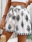 billiga Grafiska shorts-Dam Shorts Beach Shorts Säckiga Shorts Mode Boho Kort Medium Midja Mönster Elastisk midja Andningsfunktion Bekväm Gata Dagliga kläder Utekväll Vit Blå Sommar Normal