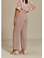 billige brede ben og høy midje-Dame Vide Chinos Baggy Bukser Basis Hel Lengde Høy Midje Ensfarget Lomme Elastisk Livlinje Komfortabel Myk Behagelig Mikrodeformbar Formell Bryllup Blush Rosa Sommer Vår Regulær Passform