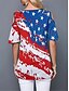 ieftine Ziua Independenței Top-Ziua Independenței Tricou Patriotic Femei 4 Iulie Tricou Steag American Modern Casual Roșu Alb Și Albastru Manșon Scurt Guler Rotund Topuri Regulate Print Weekend Roșu Vin Albastre Vară Primăvară