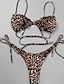abordables Ensemble de bikinis-Femmes Maillots de Bain Bikini 2 pièces Maillot de bain Dos nu Tropical Tenues de plage Léopard Col en U Sans manches Maillots de bain