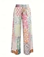 abordables jambe large et taille haute-Femmes Jambe large Chinos Pantalons Amples Vacances ancien Mode Longueur complète Taille haute Graphique Géométrique Paisley Impression Micro-Élastique Formel Vacances Rue Rose Bleu Violet Vert Ét