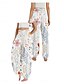 preiswerte Hose aus Baumwollleinen mit Grafik-Damen Leinen-inspirierte Hosen Weites Bein Hosen Hose Ethno-Stil Lässig Boho Volle Länge Hohe Taille Blumen Tasche Elastischer Bund Drucken Atmungsaktivität Weich Mikroelastisch Outdoor Yoga Wei