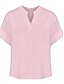 preiswerte Hemden-Damen Bluse Einfach Basic Lässig Kurzarm Einkerbiger Ausschnitt Normale Oberteile Täglich Knöpfe Tasche Rote Blau Purpur Beige Sommer Frühling