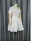 abordables Petites Robes Blanches-Robes de mariée ligne A une épaule manches courtes courte  mini robes de mariée en satin avec couleur unie