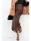economico Gonne grafiche-Per donna Gonna Casual Maxi Vita media Gonne Leopardo Stampato Micro-elastico Vacanza Streetwear Bianco Marrone Beige Estate Seta come il raso