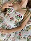 voordelige Cocktailjurken-A-Lijn Quinceanera Jurken Elegante Jurk Bruiloft Bruiloft Gast Enkel Lengte Mouwloos Scoop Nek Polyester Rugloos met Bloemenprint