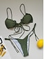 abordables Ensemble de bikinis-Maillots de bain pour femmes Bikini 2 pièces Maillot de bain thong Dos nu Slim Mode de vacances Couleur unie Col en V Sans manches Maillots de bain