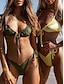 abordables Ensemble de bikinis-Maillots de bain pour femmes Bikini 2 pièces Maillot de bain thong Dos nu Slim Mode de vacances Couleur unie Col en V Sans manches Maillots de bain
