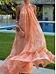 economico Abiti da sposa-Abiti da sposa abito arancione A-Line collo all&#039;americana senza maniche lunghezza fino al pavimento abiti da sposa in chiffon con orlo a ruffles