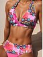 abordables Ensemble de bikinis-Maillot de bain femme bikini 2 pièces boho sexy plongeant graphique géométrique sans manches