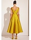 cheap Cocktail Dresses-A-Line Ankle Length Cocktail Dresses Party Dresses Elegant Vintage Sleeveless Crew Neck Formal Pocket Satin with Ruched Pocket
