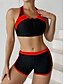 billiga Bikiniset-Kvinnors badkläder tankini 2 delar shorts baddräkt rygglös mage kontroll hög midja smal semester strandkläder färgblock U-hals ärmlös baddräkt
