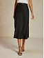 preiswerte Chiffon -Röcke-Damen Rock Elegant Mode Geschäftlich Midi Mittlere Hüfthöhe Röcke Einfach Arbeitskleidung Hochzeitsgast Schwarz Sommer Satin