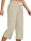 economico Pantaloni in lino e cotone semplici-Pantaloni in cotone e lino da donna pantaloni capri in tinta unita chinos base casual alla caviglia vita alta lisci con tasche elastico comfort all&#039;aperto micro-elastico vacanza strada quotidiana