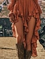 ieftine Rochii Boho-Pentru femei Rochii Midi Rochie Boho Rochie occidentală Modă Modern În aer liber Vacanță Concediu Fit regulat Simplu Manșon Lung În V Portocaliu Vară