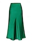 billige Ensfarvede nederdele-Dame Skjørte Mode Maxi Alm. taljede Nederdele Vanlig Spaltede spidser Mikroelastisk Ferierejse Afslappet / Hverdag Vin Flåde Sort Champagne Sommer Polyester