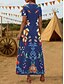 voordelige Bloemenjurken-Dames Halflange jurk Zonnejurk A lijn jurk Vakantie Casual Strandstijl Uitgaan Strand Ruim Passend Bloemig Grafisch Abstract Korte mouw V-hals Rood blauw Paars Groen Zomer Lente