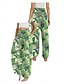 abordables Pantalon en coton et lin graphique-Femmes Pantalon inspiré du lin Jambe large Pantalons Style Ethnique Occasionnel Boho Longueur complète Taille haute Fleuri Feuille Tropical Avec Poches Taille Élastique Impression Respirabilité Doux