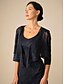 billige Dressy Toppe-Dame Trækker på skuldrene Helfarve Elegant Stilfuld Afslappet 3/4-ærmer Asymetrisk Crop Tops Bryllupsgæst Strand bryllup Navyblå Sommer Forår Efterår