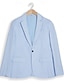 billige Lin blazer-Herre Blazer i lin Sport Coat Halskrage Mote Fritid Ensfarget Blazer Sjø blå Himmelblå Mørkegrå Standard passform Enkelt Brystet Enn-knapp