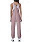 economico tute formali-tuta salopette tinta unita da donna, stile streetwear, senza maniche, scollo a U, tasca, vestibilità regolare, nera, bianca, rosa, estiva