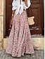 preiswerte Grafische Röcke-Damenrock Maxirock A-Linie Swing Bohemia Legere Maxirocken Hochtaillierte Blumen Taschenmuster Mikro-elastisch Straße Alltag Rosa Fuchsia Sommer Polyester Baumwollmischung