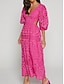 abordables Robes de cocktail-Robes A-Ligne Jaune Beurre Robe en Dentelle Brodée Mariage Invité de Mariage Longueur Maxi Manches Mi-Longues Col V Dentelle Sans Dos