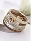 baratos Pulseira Feminina-Pulseira magnética feminina de couro sintético – pingente de coração e pérola em liga com texto inspirador, presente de joia estilo boho para mãe, adequada para o dia das mães, aniversários e roupas casuais