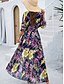 abordables Vestidos florales-Mujer Vestido maxi Vestido de una línea Vestido lencero Casual Exterior Noche Playa Ajuste regular Floral Manga 3/4 Escote en Pico Blanco Rosa Azul Real Azul Piscina Verano