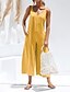 voordelige vakantie jumpsuit-Dames Normaal Jumpsuit Streetwear Effen Kleur Mouwloos V-hals Zak Werk Uitgaan Normale pasvorm Zwart Geel Leger Groen Zomer