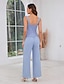 billiga Under 129,99 USD-Byxdress Brudmödraklänning Bröllopsgäst Elegant Fyrkantig Halsringning Golvlängd Polyester Spets Lång ärm med Enfärgad