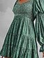 preiswerte Ausgefallene Kleider-Damen Minikleid Blumenkleid Boho-Kleid Druckkleid Westernkleid Klassisch Modern Outdoor Urlaub Ferien Normale Passform Blume Langarm Schulterfrei Blau Braun Grün Aprikose Sommer
