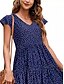 abordables Robes fleuries-Femmes Mini Robe Robe trapèze Occasionnel Extérieur Sortir Plage Coupe Standard Fleuri Graphique Manche Courte Col en V Noir Rouge bleu marine Vert Été