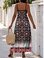 baratos Vestidos Florais-Mulheres Vestido Longo Vestido A Line Vestido de decote Férias Casual Ao ar livre Normal Floral Gráfico Sem Manga Decote V Com Alças Finas Amarelo Vermelho Azul Roxo Verão Primavera