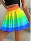 Damska krótka spódnica culotty modna casual mini wysoki stan spódnice z graficznymi gradientami mikro-elastyczne codzienne biała niebieska tęczowa różowa czerwień letnia dzianina poliestrowa tanie Spódnice graficzne-Damska krótka spódnica culotty modna casual mini wysoki stan spódnice z graficznymi gradientami mikro-elastyczne codzienne biała niebieska tęczowa różowa czerwień letnia dzianina poliestrowa