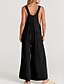 billige formelle jumpsuits-dame normal dungarees jumpsuit streetwear ensfarvet ærmeløs u-hals lomme gade daglig normal pasform sort gul lysegrøn sommer