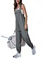 economico tute formali-tuta salopette tinta unita da donna, stile streetwear, senza maniche, scollo a U, tasca, vestibilità regolare, nera, bianca, rosa, estiva