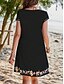voordelige Bloemenjurk-Dames Mini-jurk T shirt jurk A lijn jurk Zomerjurk Vakantie Casual Dagelijks Normale pasvorm Bloemig Grafisch Korte mouw V-hals Zwart Zomer Lente
