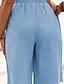 baratos Shorts de linho de algodão-Mulheres Shorts de algodão e linho Calção Colheita Roupa de rua Casual Comprimento do joelho Natural Tecido Bolsos Cintura elástica Exterior Confortável Ao ar livre Para Noite Azul de céu claro Preto