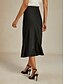 preiswerte Chiffon -Röcke-Damen Rock Elegant Mode Geschäftlich Midi Mittlere Hüfthöhe Röcke Einfach Arbeitskleidung Hochzeitsgast Schwarz Sommer Satin
