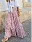 preiswerte Grafische Röcke-Damenrock Maxirock A-Linie Swing Bohemia Legere Maxirocken Hochtaillierte Blumen Taschenmuster Mikro-elastisch Straße Alltag Rosa Fuchsia Sommer Polyester Baumwollmischung