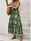 abordables Robes Boho-Femmes Robe maxi Robe trapèze Vacances Occasionnel Extérieur Sortir Coupe régulière Fleuri Graphique Sans manches Col en V Vert Été