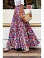 levne Grafické sukně-Dámské Sukně Čechy Módní Cikánský Maxi Střední vzestup Sukně Květinový Tisk Lehce elastické Dovolená ulice Fuchsiová Léto Polyester